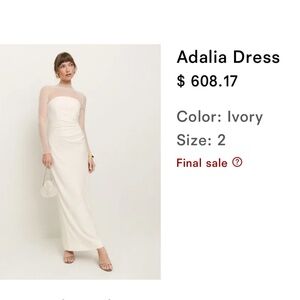 Reformation Adalia Dress Ivory - Size 2